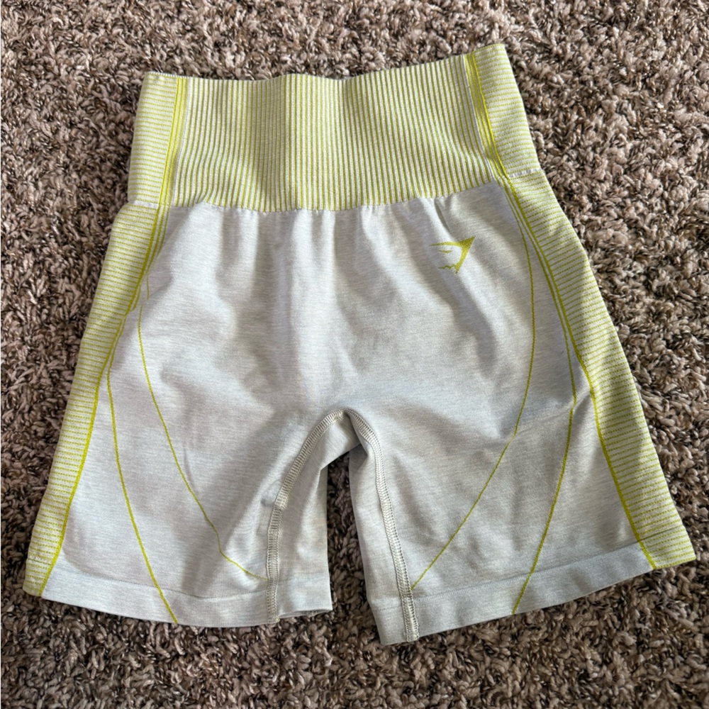Women's Gray and Yellow Athletic Shorts